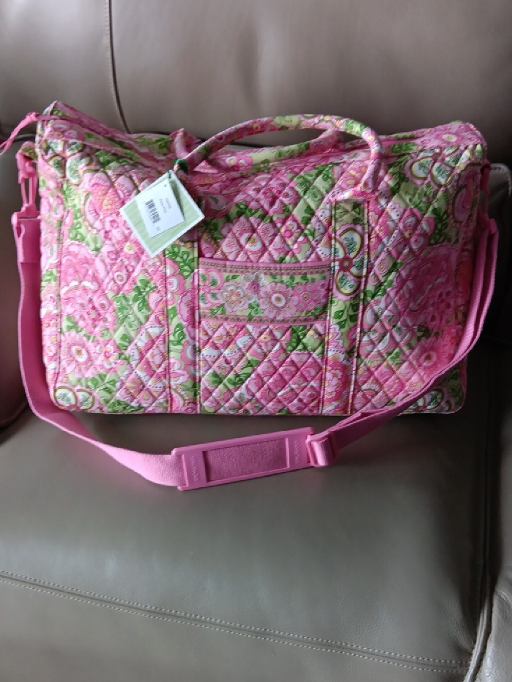 Vera Bradley Pink Floral Quilted Travel Duffel